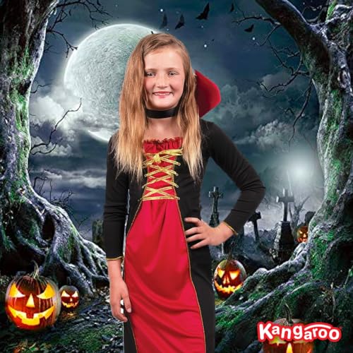 Kangaroo Victorian Kids Vampire Costume – Vampire Costume for Girls – Small-Sized Kids Vampire Costume Halloween Dress up – Royal Girls’ Vampire Costume for Cosplay Dress up Medium 8-10