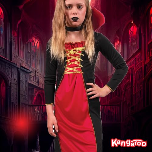 Kangaroo Victorian Kids Vampire Costume – Vampire Costume for Girls – Small-Sized Kids Vampire Costume Halloween Dress up – Royal Girls’ Vampire Costume for Cosplay Dress up Medium 8-10
