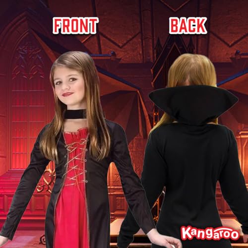 Kangaroo Victorian Kids Vampire Costume – Vampire Costume for Girls – Small-Sized Kids Vampire Costume Halloween Dress up – Royal Girls’ Vampire Costume for Cosplay Dress up Medium 8-10