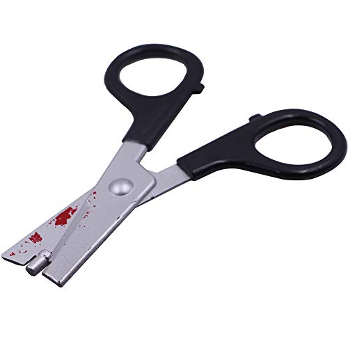 Rotumaty Scary Costume Accessories Bloody Headband (Bloody Knife/Syringe/Scissors) Funny Headwear Through Head Toys for Halloween (Scissors)