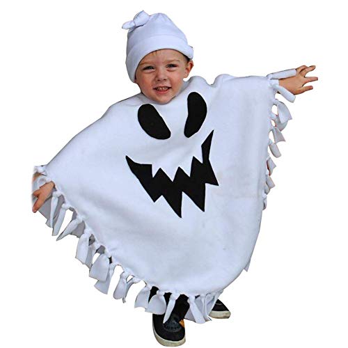 Toddler Kids Baby Girl Boy Halloween Costume Ghost Hooded Poncho Cloak Cape Hat Cosplay Clothes (4-5T, White Cloak with hat)