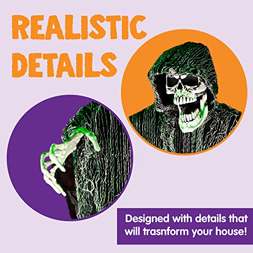 JOYIN Halloween Hanging Grim Reapers (3 Pack), One 47” and Two 35” Halloween Grim Reapers, Halloween Skeleton Flying Ghost for Haunted House Prop Décor, Halloween Outdoor Indoor Decor