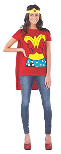 Rubie's womens Dc Comics Wonder Woman T-shirt With Cape and Headband Adult Sized Costumes, Red, Medium US