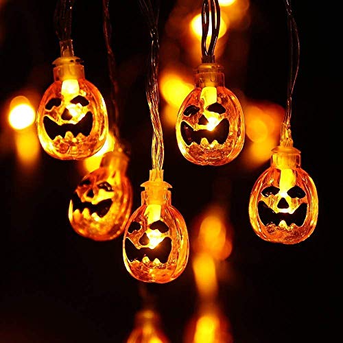 Toodour Halloween Pumpkin Lights - 2 Packs 30 LED Battery Operated Halloween Decorations String Lights (Orange Lights)