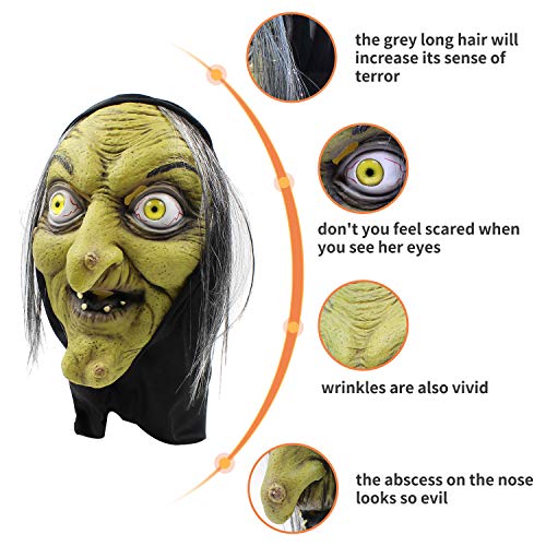 PartyHop - Old Woman Witch Mask - Halloween Scary Horror Cosplay Costume