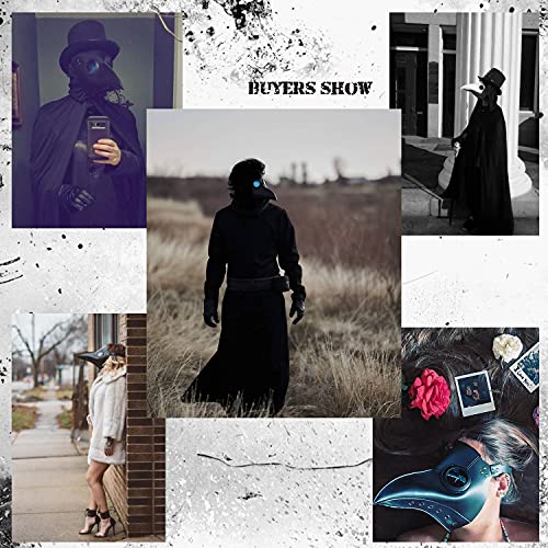 Raxwalker Plague Doctor Mask Retro Steampunk Halloween Costume Long Nose Bird Beak Cosplay Props(Black)