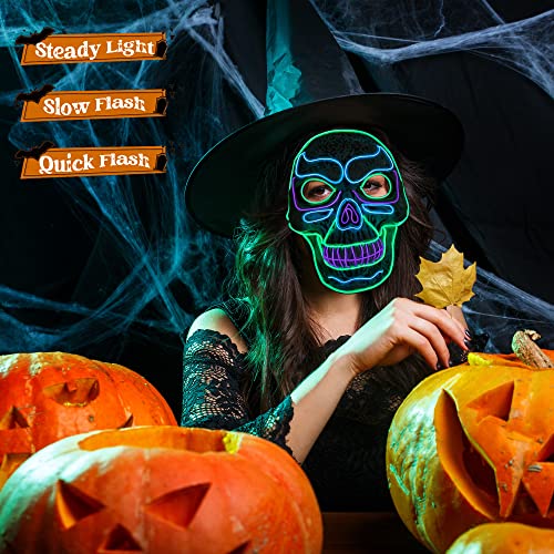 Spooktacular Creations Halloween LED Mask Light-up Skull Mask with 3 Lighting Modes for Halloween Costume and Party Supplies