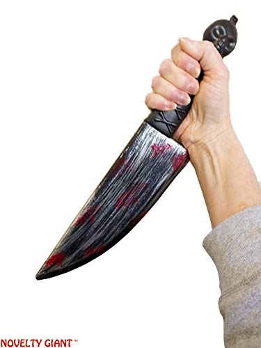 NOVELTY GIANT WWW.NOVELTYGIANT.COM Jumbo Plastic Bloody Butcher Knife With Skull Handle Costume Prop