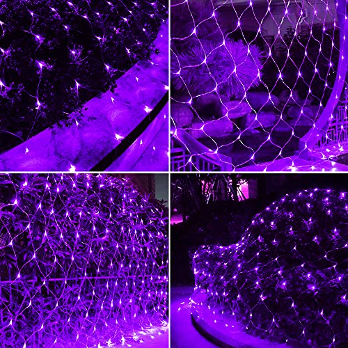 Vicila LED Net Light Halloween Decor Mesh Lights, Tree Warp Fairy Lights Outdoor Hanging String Light for Home, Bedroom, Christmas, Garden, Walkway, Bushes Decor-9.8ft x 6.6ft(Purple)