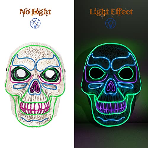 Spooktacular Creations Halloween LED Mask Light-up Skull Mask with 3 Lighting Modes for Halloween Costume and Party Supplies
