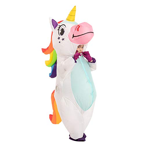 Spooktacular Creations Inflatable Halloween Costume Full Body Unicorn Inflatable Costume - Child Unisex S (White, Child (4-6))