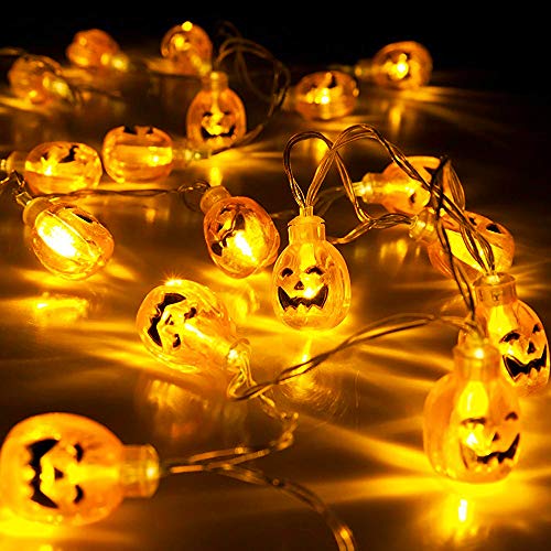 Toodour Halloween Pumpkin Lights - 2 Packs 30 LED Battery Operated Halloween Decorations String Lights (Orange Lights)