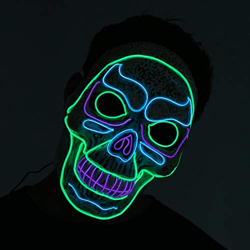 Spooktacular Creations Halloween LED Mask Light-up Skull Mask with 3 Lighting Modes for Halloween Costume and Party Supplies