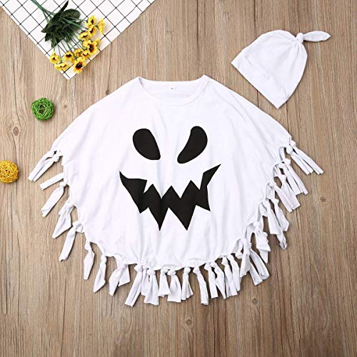 Toddler Kids Baby Girl Boy Halloween Costume Ghost Hooded Poncho Cloak Cape Hat Cosplay Clothes (4-5T, White Cloak with hat)