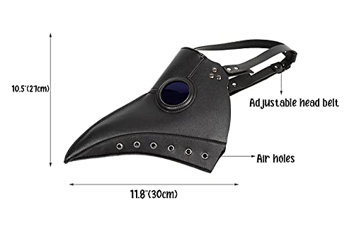 Raxwalker Plague Doctor Mask Retro Steampunk Halloween Costume Long Nose Bird Beak Cosplay Props(Black)