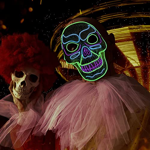 Spooktacular Creations Halloween LED Mask Light-up Skull Mask with 3 Lighting Modes for Halloween Costume and Party Supplies