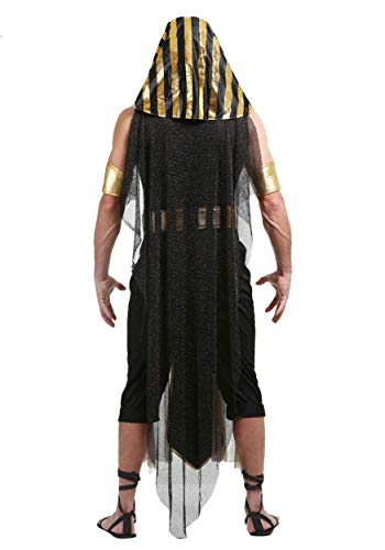 Adult All Powerful Pharaoh Costume Mens, Black and Gold Egyptian Ruler Halloween Outfit X-Large