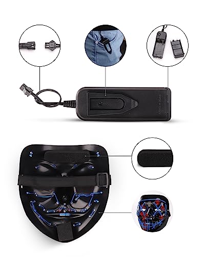 AnanBros Scary LED Halloween Mask, Masquerade Cosplay Light Up Face Mask for Men Women Kids