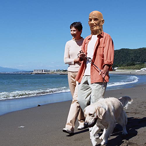 PartyHop - Old Man Mask - Realistic Halloween Latex Human Wrinkle Face Mask