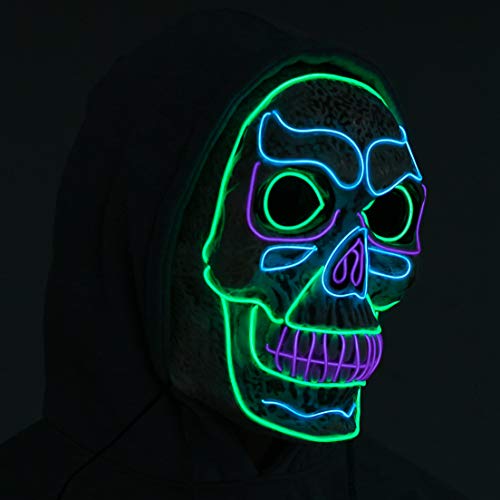Spooktacular Creations Halloween LED Mask Light-up Skull Mask with 3 Lighting Modes for Halloween Costume and Party Supplies