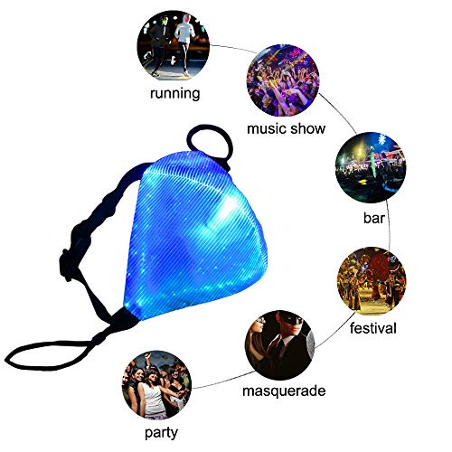 TECZERO 7 Color Lights LED Light up Face Mask USB Rechargeable Glowing Luminous Dust Mask for Christmas Party Festival Dancing Rave Masquerade Costumes (Face Mask)