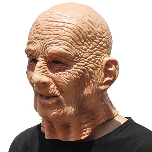 PartyHop - Old Man Mask - Realistic Halloween Latex Human Wrinkle Face Mask