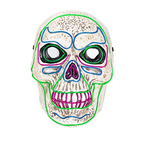 Spooktacular Creations Halloween LED Mask Light-up Skull Mask with 3 Lighting Modes for Halloween Costume and Party Supplies