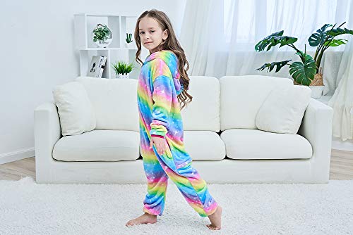 NewPlush Kids Animal Onesies Bright Yellow Galaxy Unicorn Cosplay Costumes Onesie Halloween Sleepwear For Girls Boys(8-10 Years)