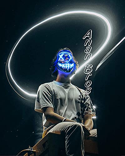 AnanBros Scary LED Halloween Mask, Masquerade Cosplay Light Up Face Mask for Men Women Kids