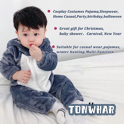 TONWHAR Unisex Baby Animal Halloween Costume Kid's and Toddler's Autumn Winter Outfits Jumpsuit(6-12 Months/Height:26"-29",Dark Gray Cat)