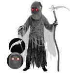Grim Reaper Halloween Costume with Glowing Red Eyes