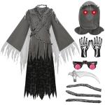 Grim Reaper Halloween Costume with Glowing Red Eyes