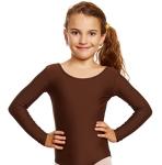 Leveret Girls Leotard Basic Long Sleeve Ballet Dance Brown Leotard Kids & Toddler Shirt Medium (8-10)