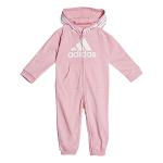 adidas Infant Girls' and Baby Boys' Long Sleeve Hooded Coverall, Light Pink, 3 Months