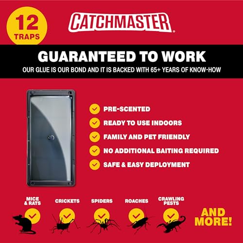 Catchmaster 12PK Indoor Pest Control Glue Traps Mouse/Rat