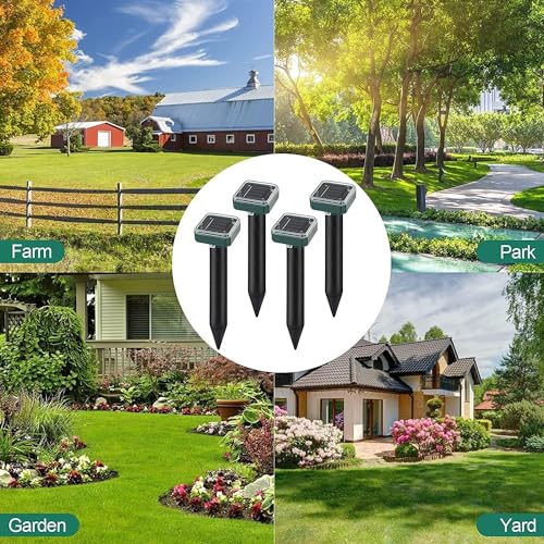 8 Pack Solar Ultrasonic Mole Repellent for Outdoor Rodents