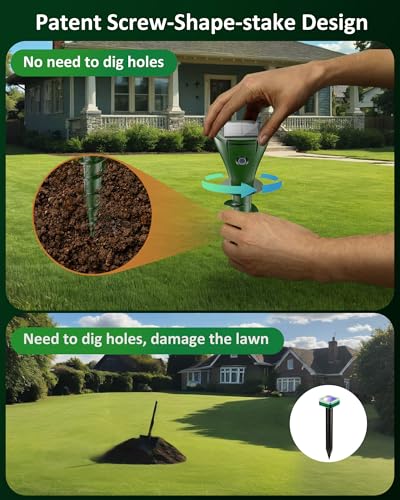 Solar Powered Mole Repellent for Lawns | 8PCS