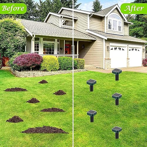 8 Pack Solar Ultrasonic Mole Repellent for Outdoor Rodents