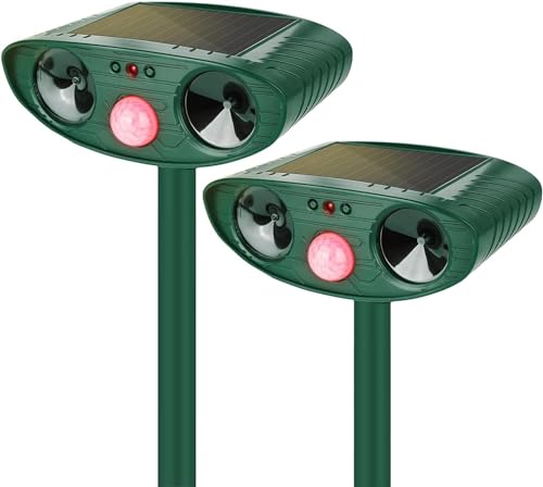 2 Pack Solar Ultrasonic Pest Repellers with Motion Sensor