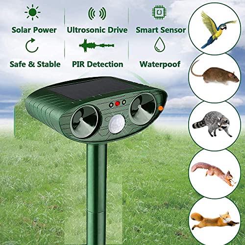 2 Pack Solar Ultrasonic Pest Repellers with Motion Sensor