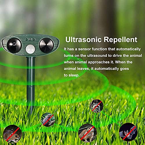2 Pack Solar Ultrasonic Pest Repellers with Motion Sensor