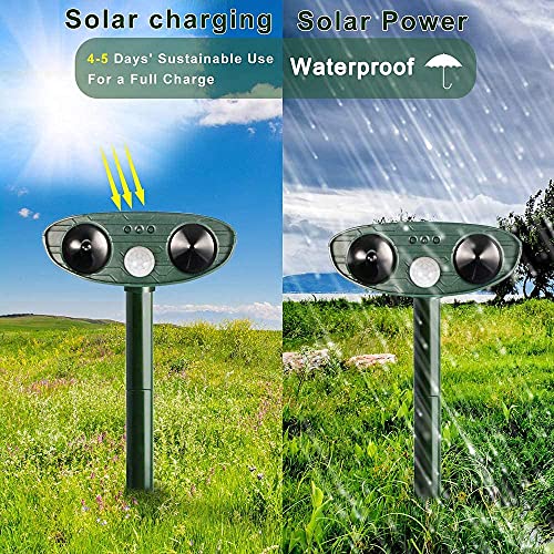 2 Pack Solar Ultrasonic Pest Repellers with Motion Sensor