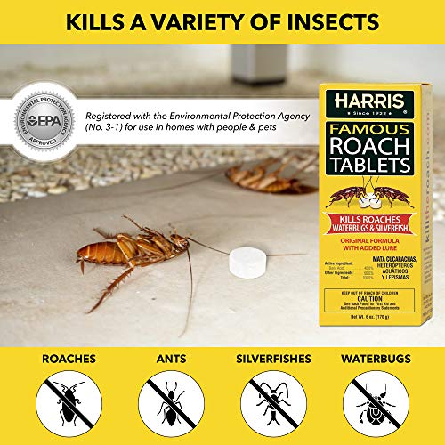 Harris Roach Tablets - Boric Acid Killer with Lure