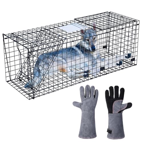 Large Heavy Duty Live Animal Cage Trap with Gloves