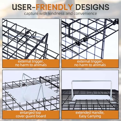 Large Heavy Duty Live Animal Cage Trap with Gloves