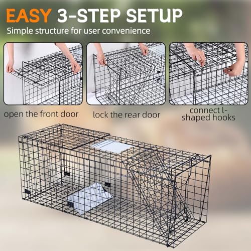Large Heavy Duty Live Animal Cage Trap with Gloves