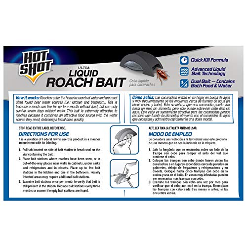 Hot Shot Liquid Roach Bait, 6-Count, Powerful Killer