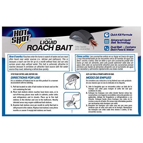 Hot Shot Liquid Roach Bait, 6-Count, Powerful Killer