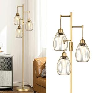 Dimmable Gold Industrial Floor Lamp with Elegance