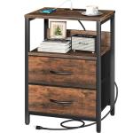 Yoobure Nightstand with Charging Station and Storage